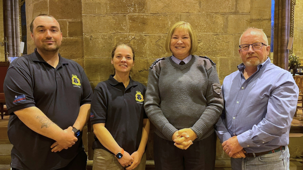 Treasurer Simon Bate, Secretary Viki Bennison, Squadron Commander Flight Lieutenant Clare Fulloway, and Chair Richard Pope.